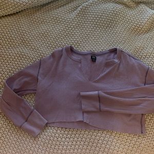 Urban outfitters light purple cropped v neck long sleeve